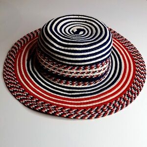 Red White & Blue Lightweight Patriotic 4th of July Summer Hat Toddler Girl  EUC